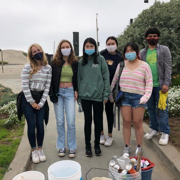 Organizing a beach cleanup with Bay Area Youth Climate Summit team members.