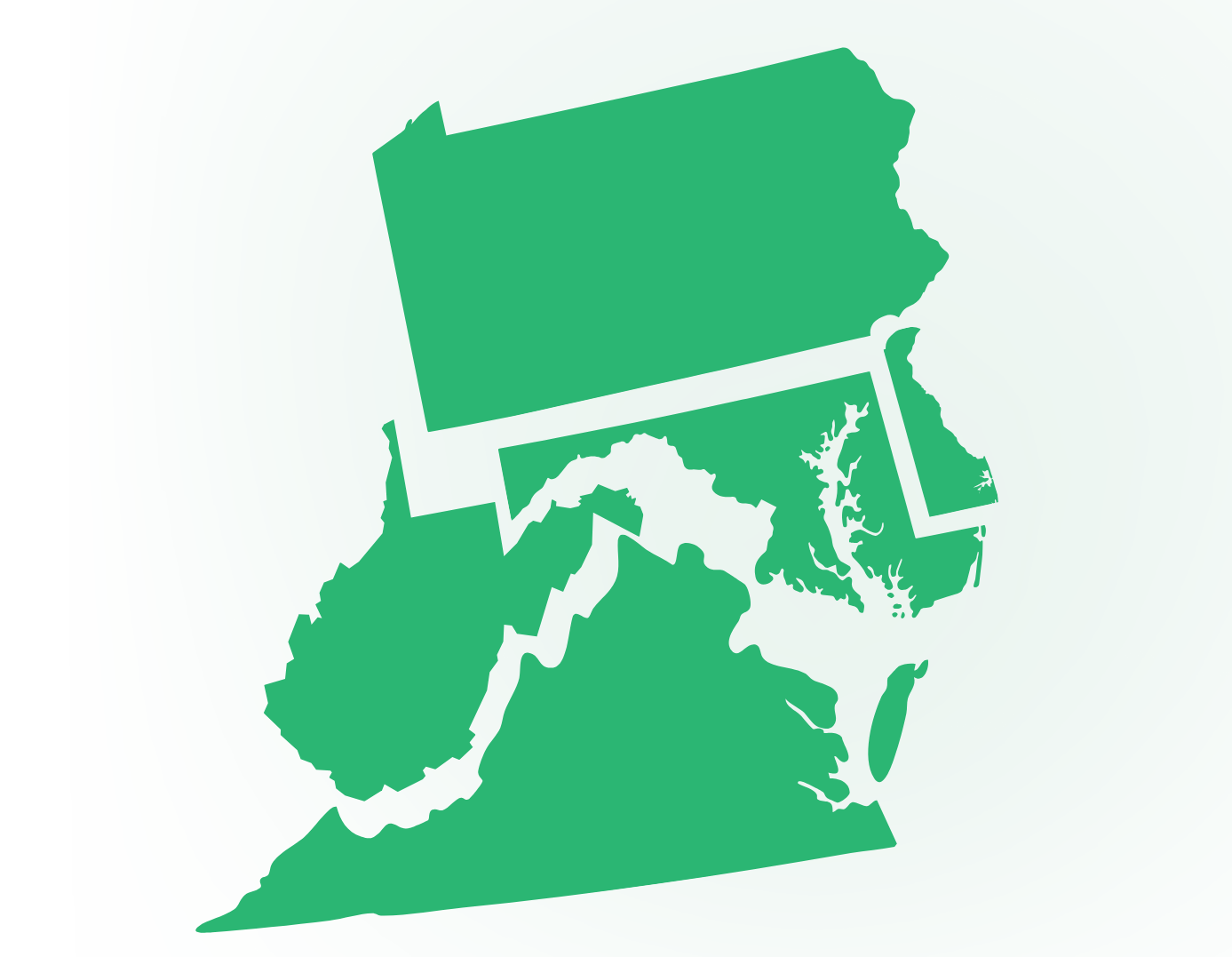 Pennsylvania, Delaware, Maryland, West Virginia, Virginia