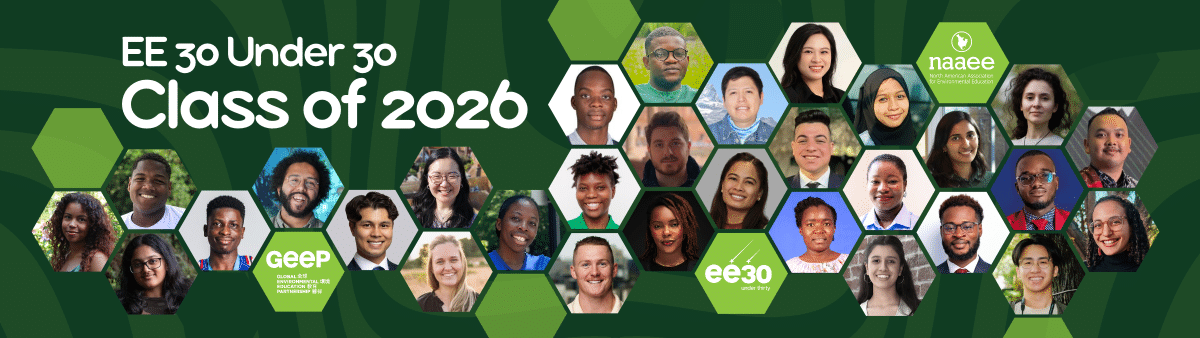 NAAEE EE 30 Under 30 Class of 2026 with a grid of their faces on green background