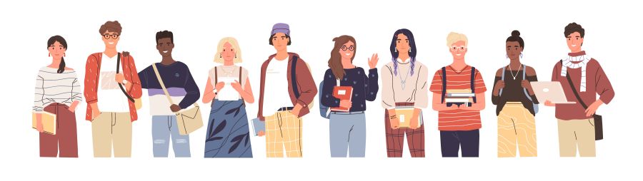 illustration of diverse group of students