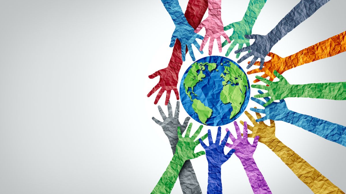 illustration of arms reaching toward earth