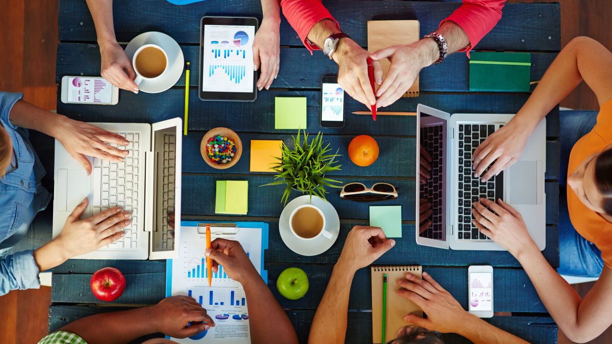 people working together on table