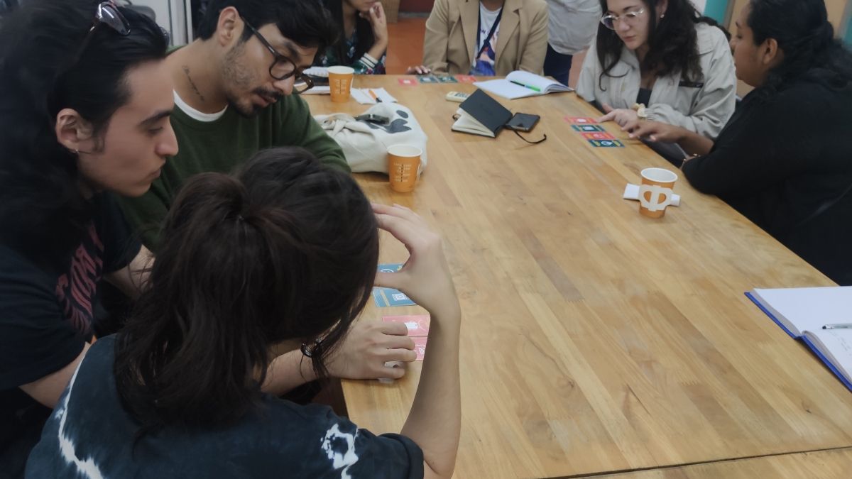 Student sitting around a table