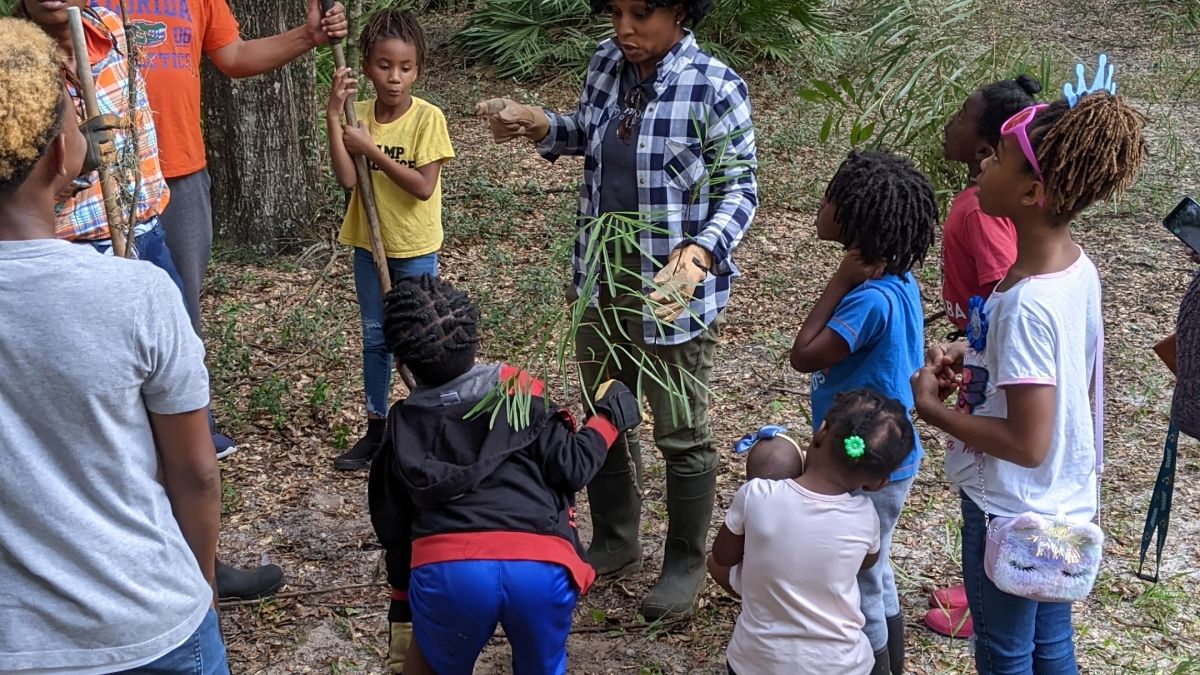 Group of children in a forest