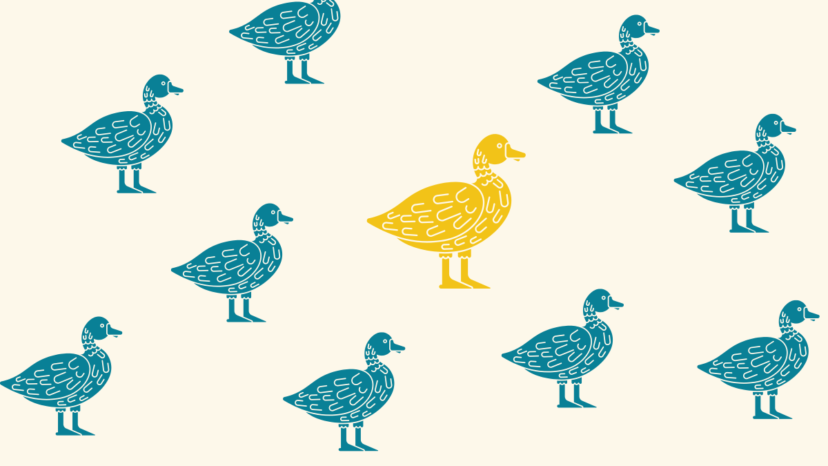 Illustrated ducks of yellow and blue