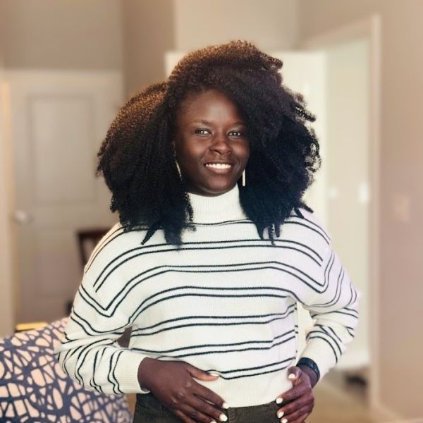 Woman in a striped sweater