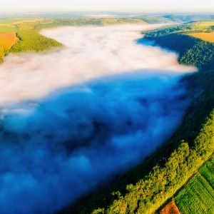 birds eye view of canyon of Dniester River, Ukraine