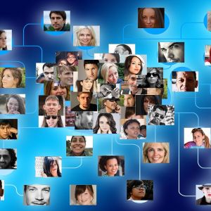 illustration of people networking via virtual space