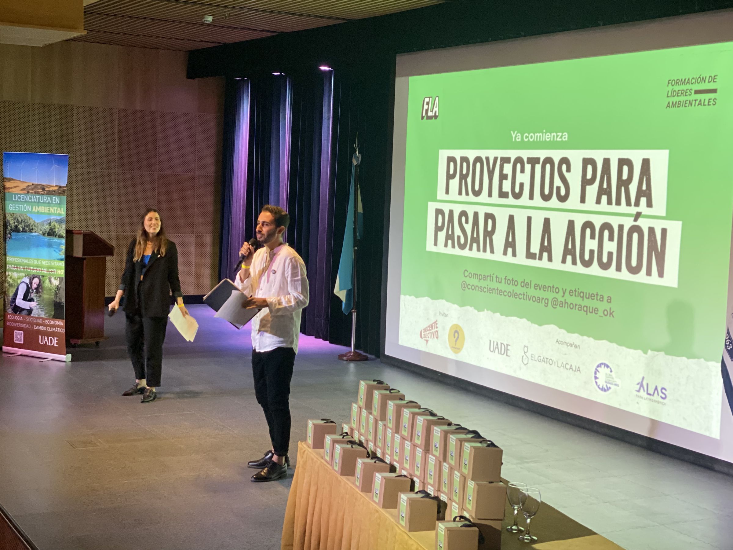 Tomas co-hosting an event where youth-led environmental solutions where presented. Credit: Consciente Colectivo. 