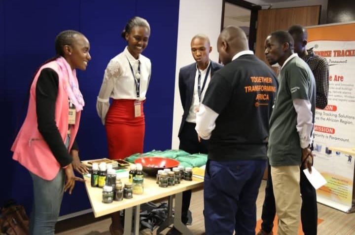 Wendy Omanga showcasing bamboo products at World Bank event. Credit: Moonlight Initiative ltd.