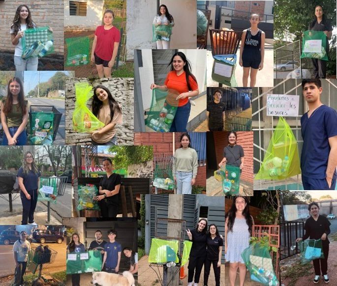 images of students with various plastic items