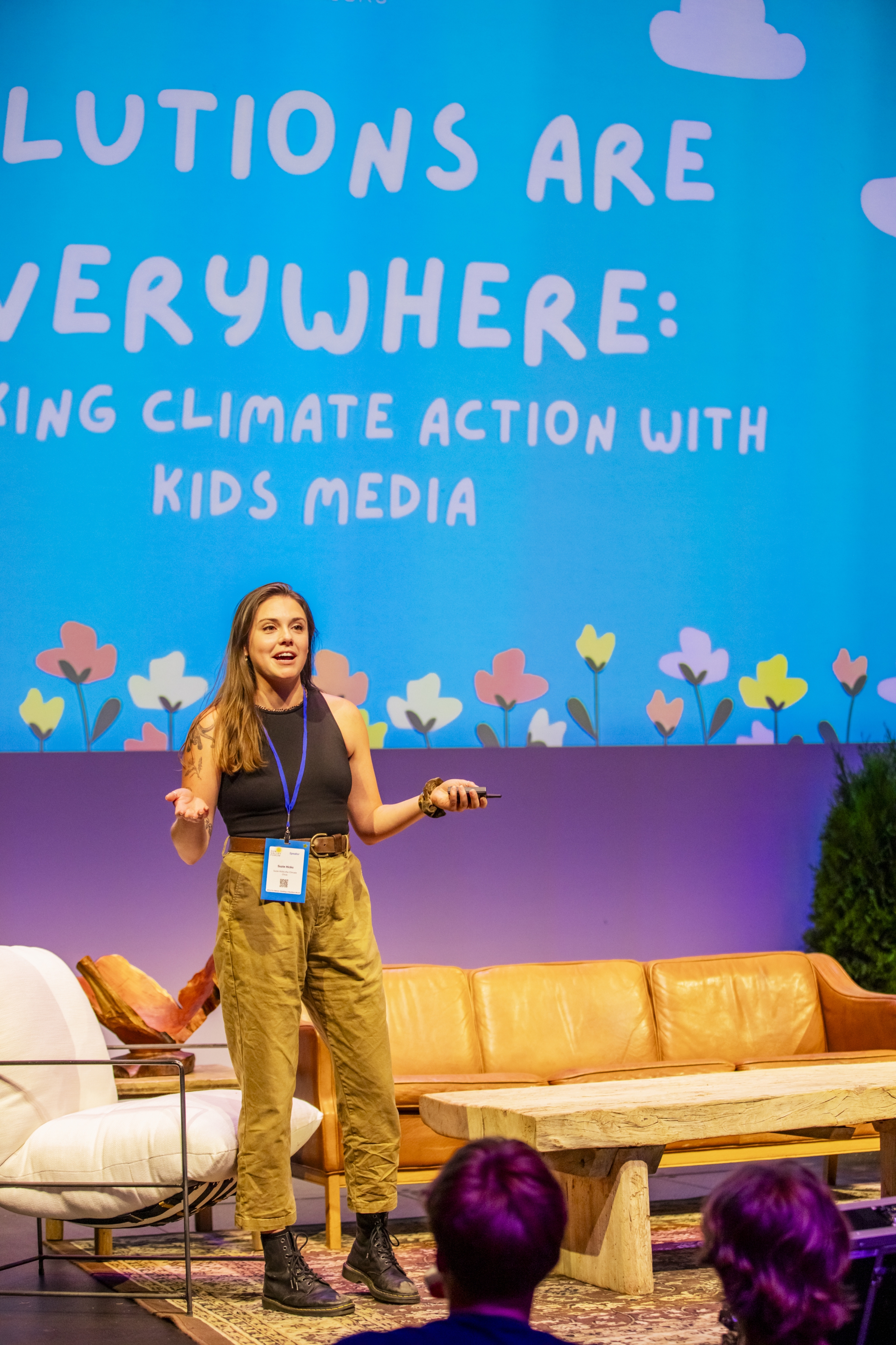 A person performing on a stage.