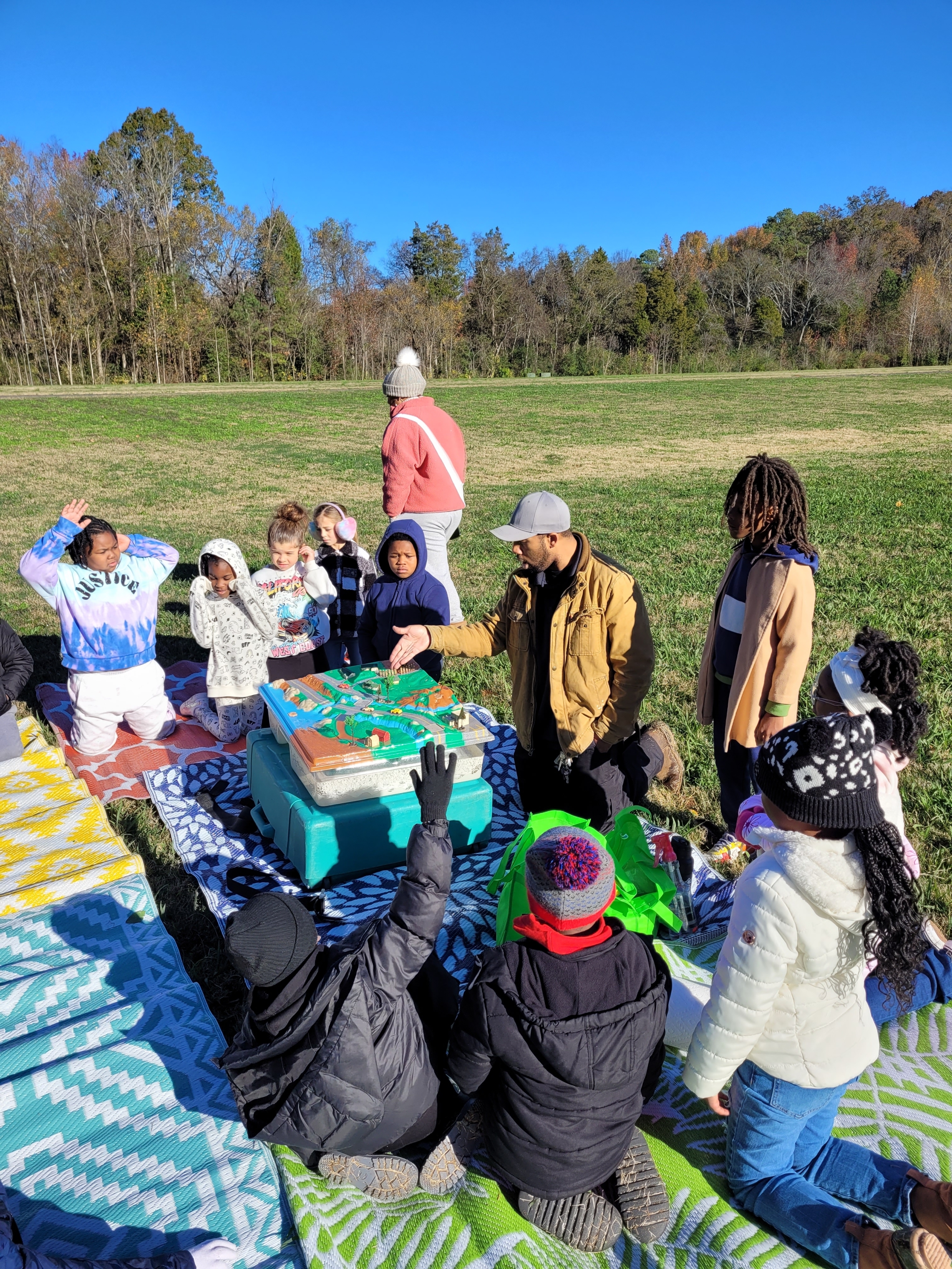 Students learning outdoors