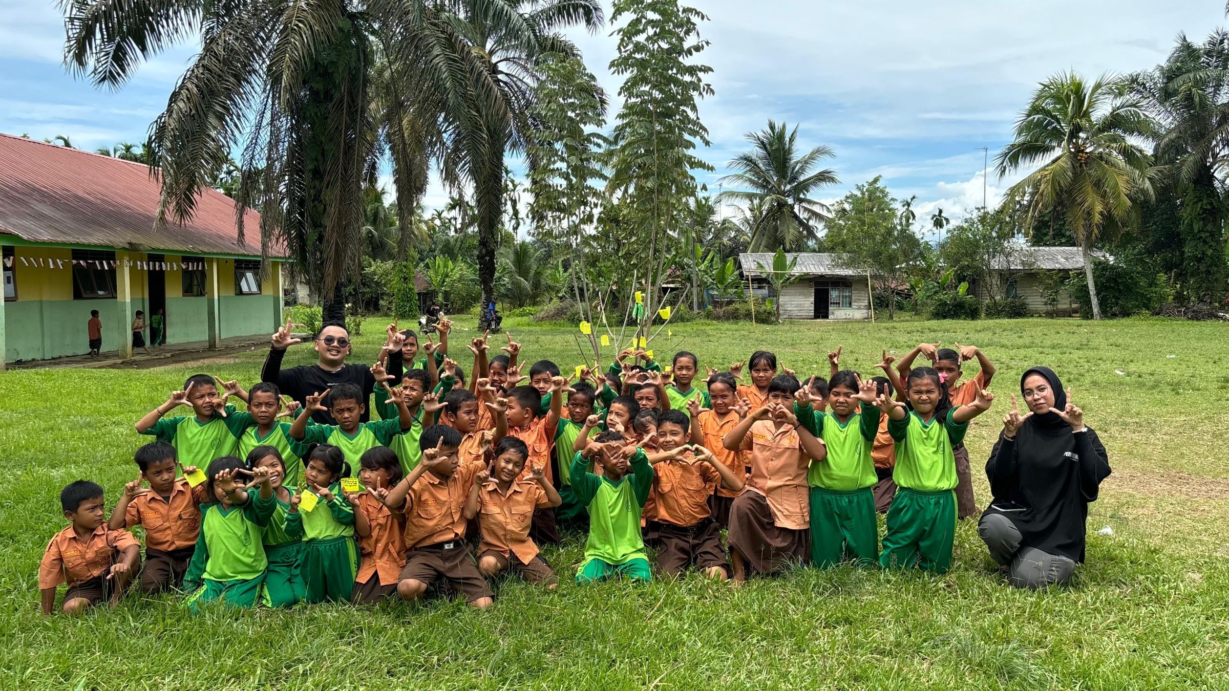 A large group of students posing for a picture