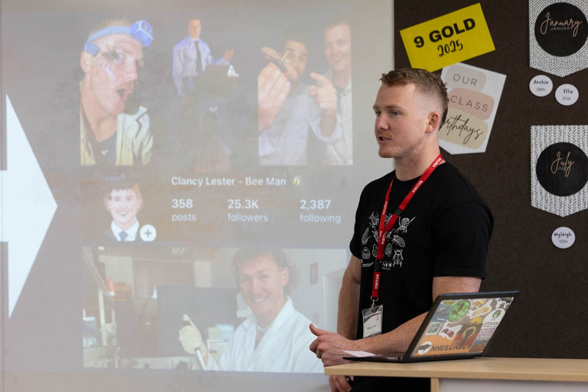 Clancy talking to an audience 
