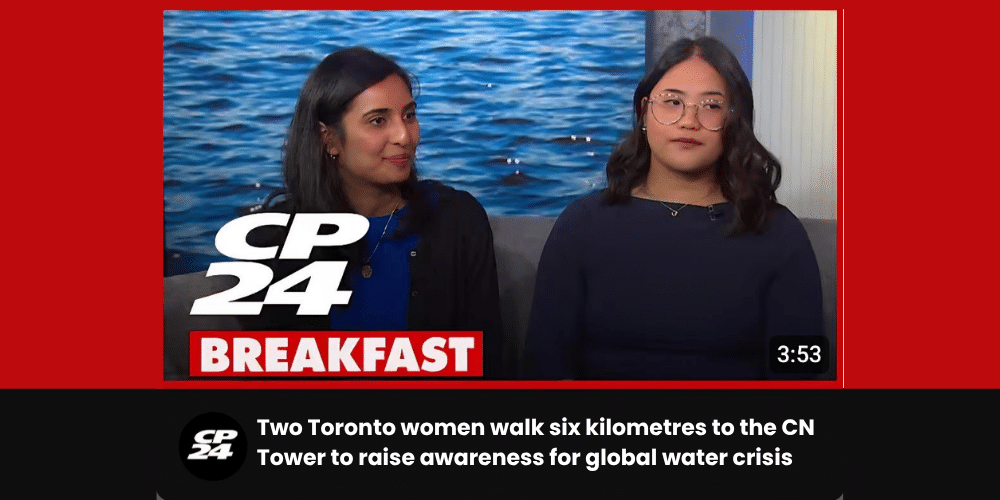 An image of Shatabdy and another young woman on a TV news broadcast